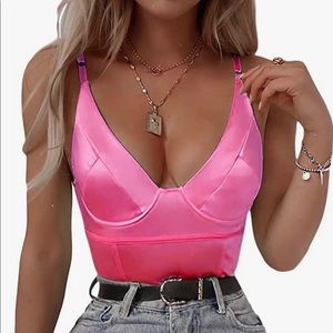 Neon pink thong bodysuit